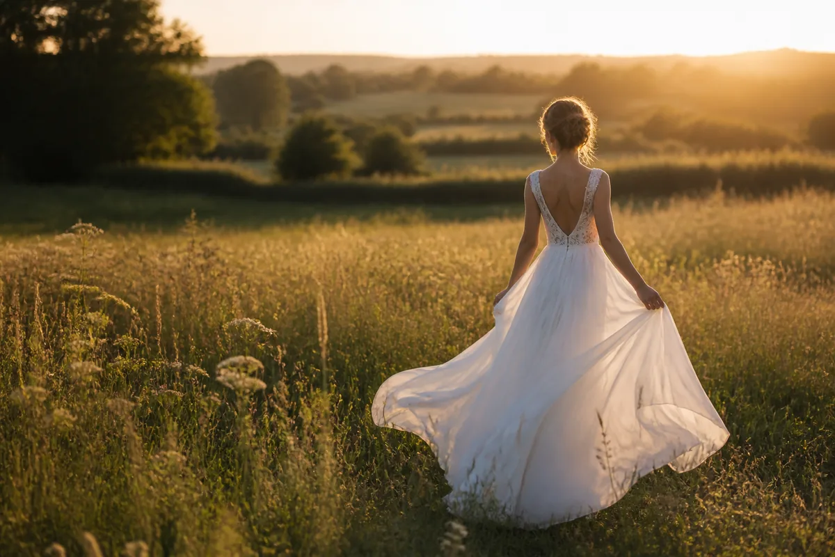 Matières robe de mariée champêtre : 8 tissus au grand air